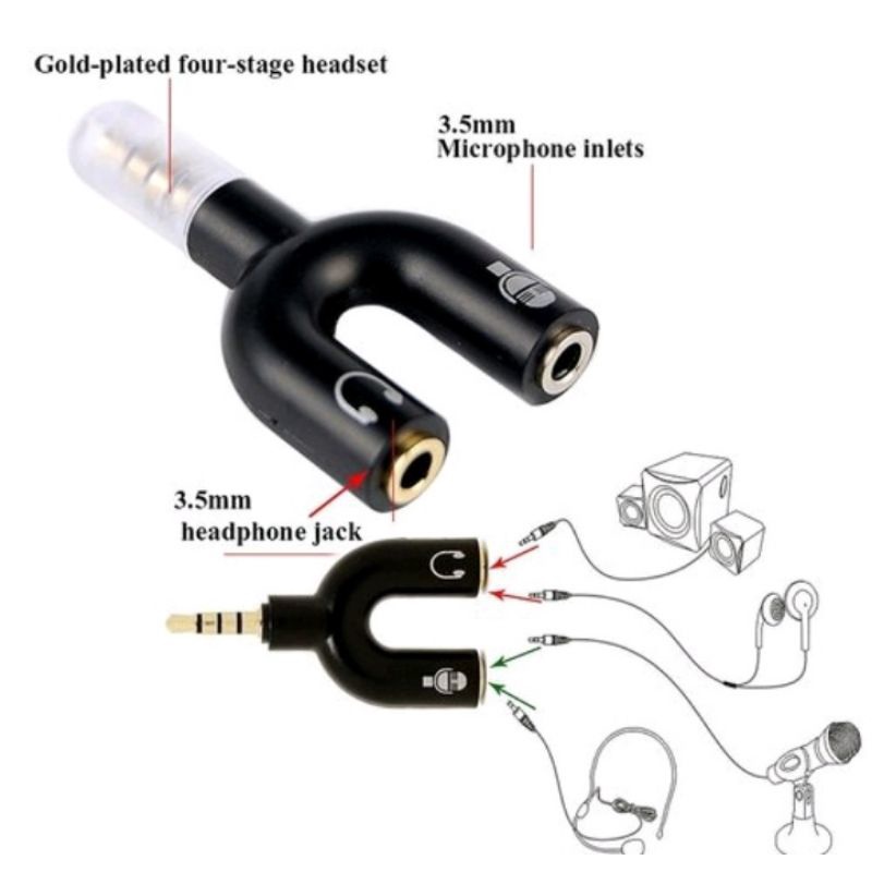 Jual Jack Audio Spliter U Shape 3,5mm | Shopee Indonesia