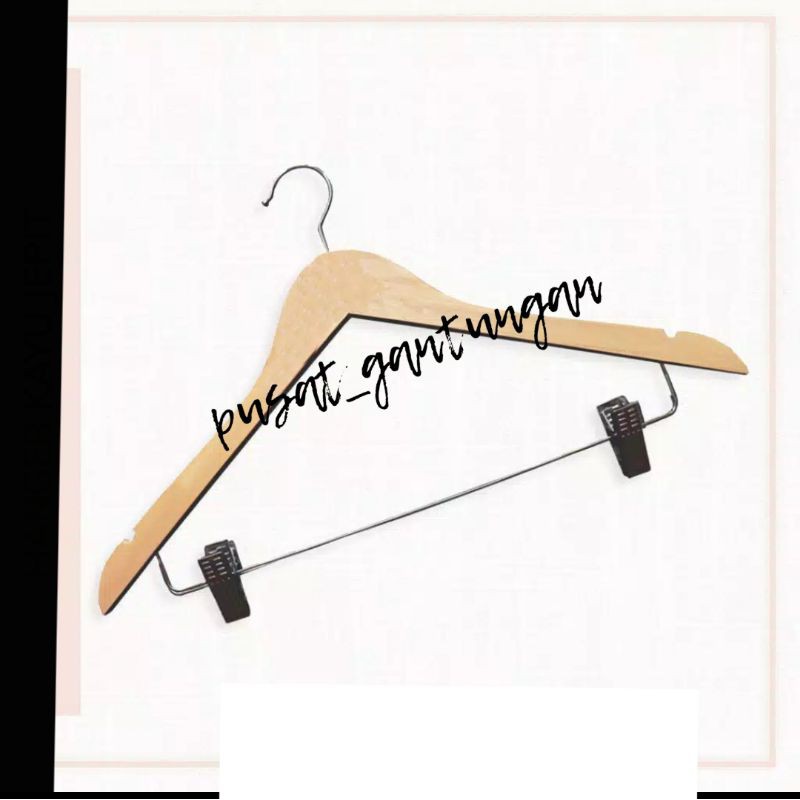 Jual Hanger Kayu Palang Natural Jepit Besi Shopee Indonesia