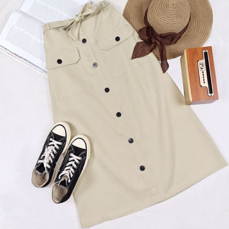 Jual ARASY SKIRT ROK BUTTON L XL XXL ( ROK SAKU DEPAN/MODEL TERBARU ...