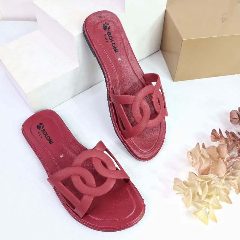 (CITRA) Sandal Boloni slop Wanita circle sandal slip on Boloni wanita