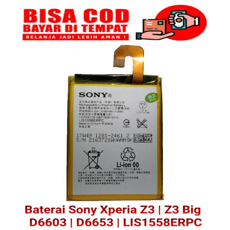 Batterie D'origine LIS1558ERPC Pour Sony Xperia Z3 D6653 D6603 D6616 L55t L55u