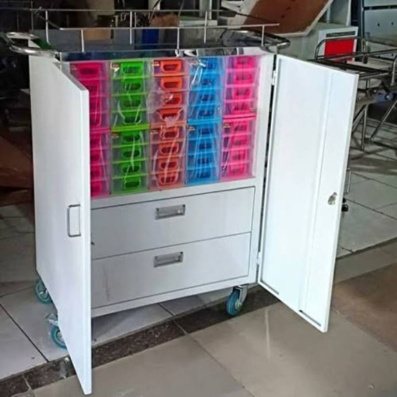 Jual Lemari obat / Trolley obat / Troli obat besi + Container | Shopee ...