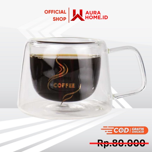 Jual Cangkir Kopi Anti Panas Double Wall Glass Dome 170ml Cangkir Gelas Kopi Kaca Capucino 3178