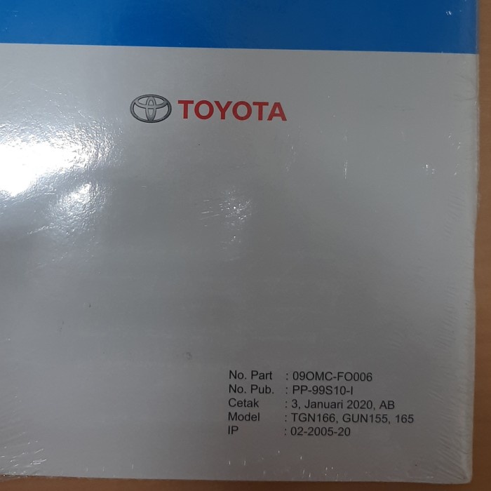 Jual Buku Pedoman Panduan Manual Book Toyota Fortuner VRZ SRZ Terbaru