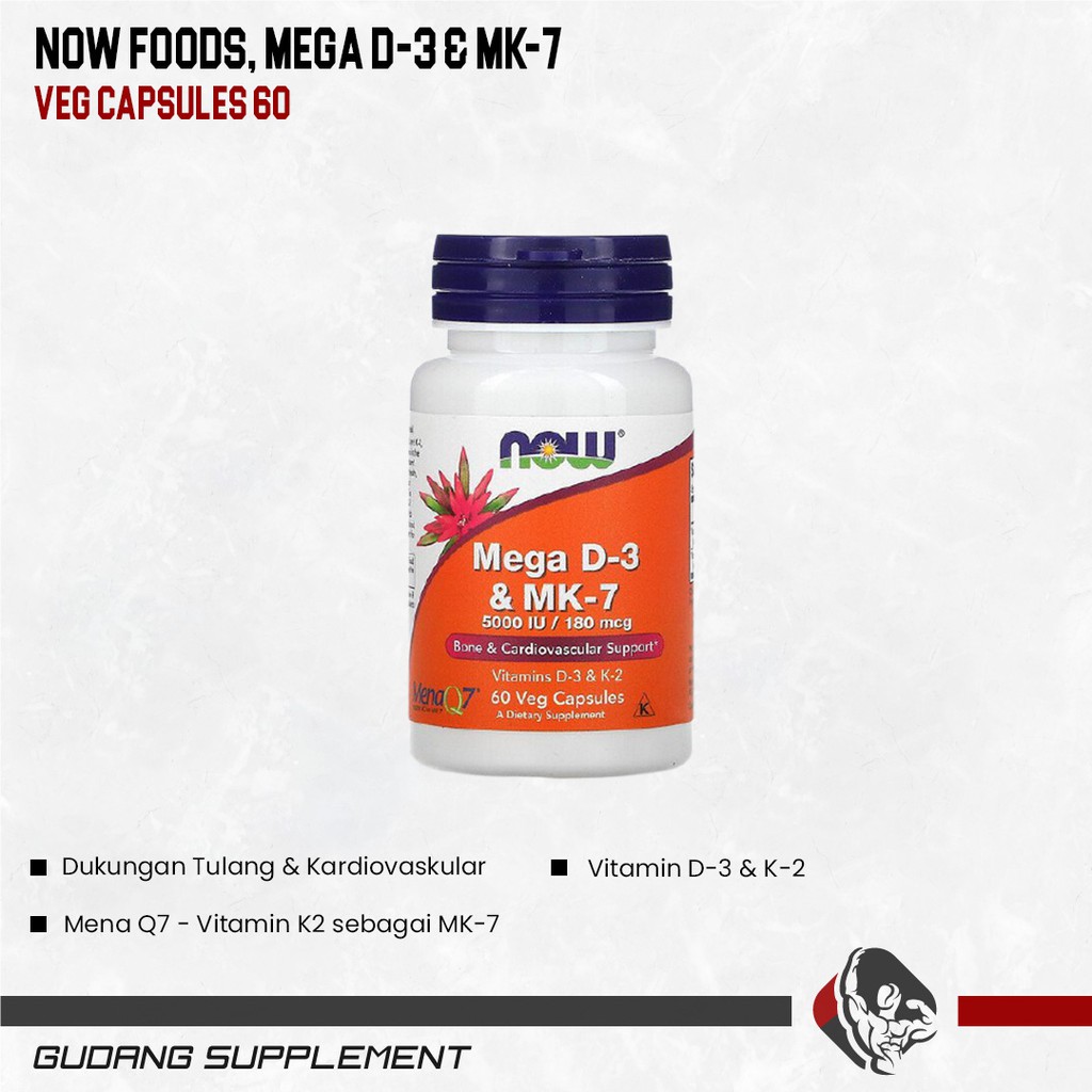 Jual Now Foods Mega D3 & Mk-7 60 Caps Vitamin D3 5000 IU & K2 | Shopee ...