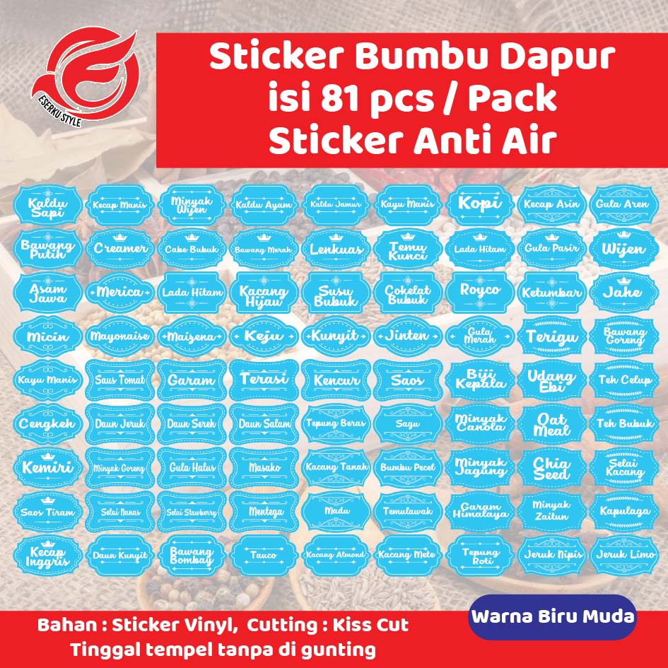 Jual (ISI 81PCS) STIKER LABEL NAMA BUMBU DAPUR UKURAN 5X3CM STICKER ...