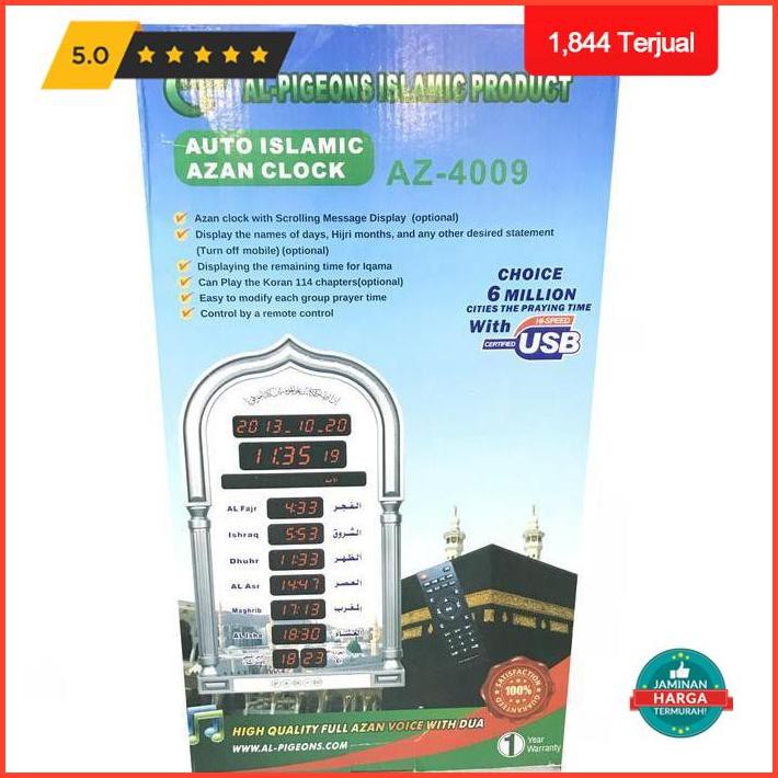 Jual Dekorasi Rumah Jam Adzan Digital Sholat Iqomah Az4009 Jam Waktu