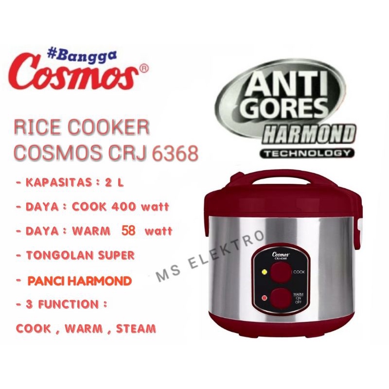Jual Magic Com Rice Cooker Cosmos Harmond CRJ 6368 anti gores Shopee