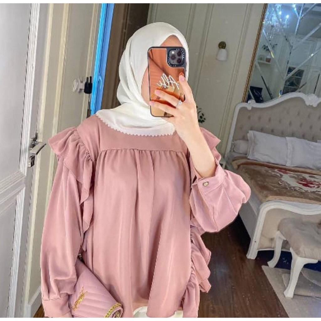 Jual Riana Top Blouse Atasan Hijab Ruffle - Baju Muslim Wanita | Shopee ...