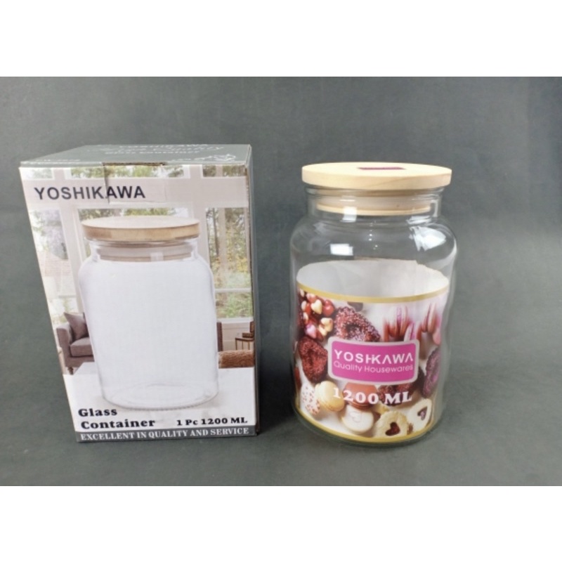 Jual Toples kaca tutup bambu Kayu Glass bamboo Jar Yoshikawa Shopee