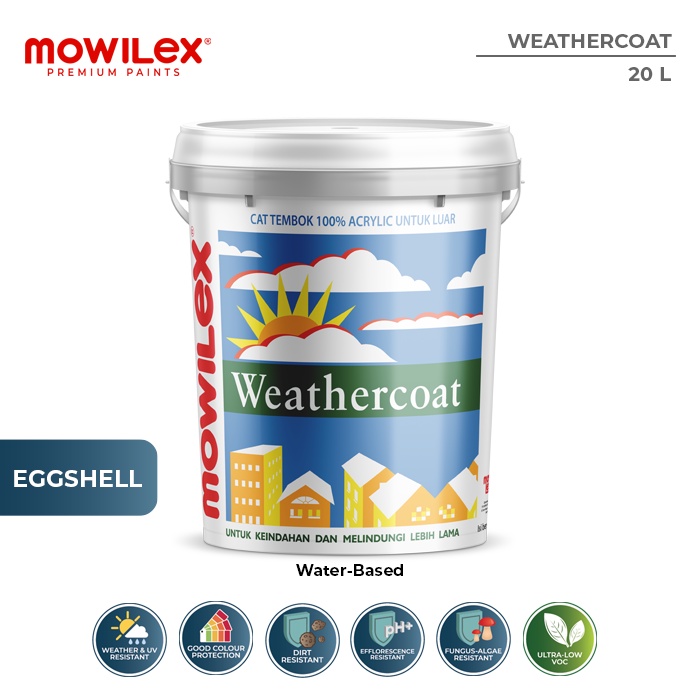 Jual Mowilex Weathercoat Cat Tembok Eksterior Readymix - 20 Ltr ...