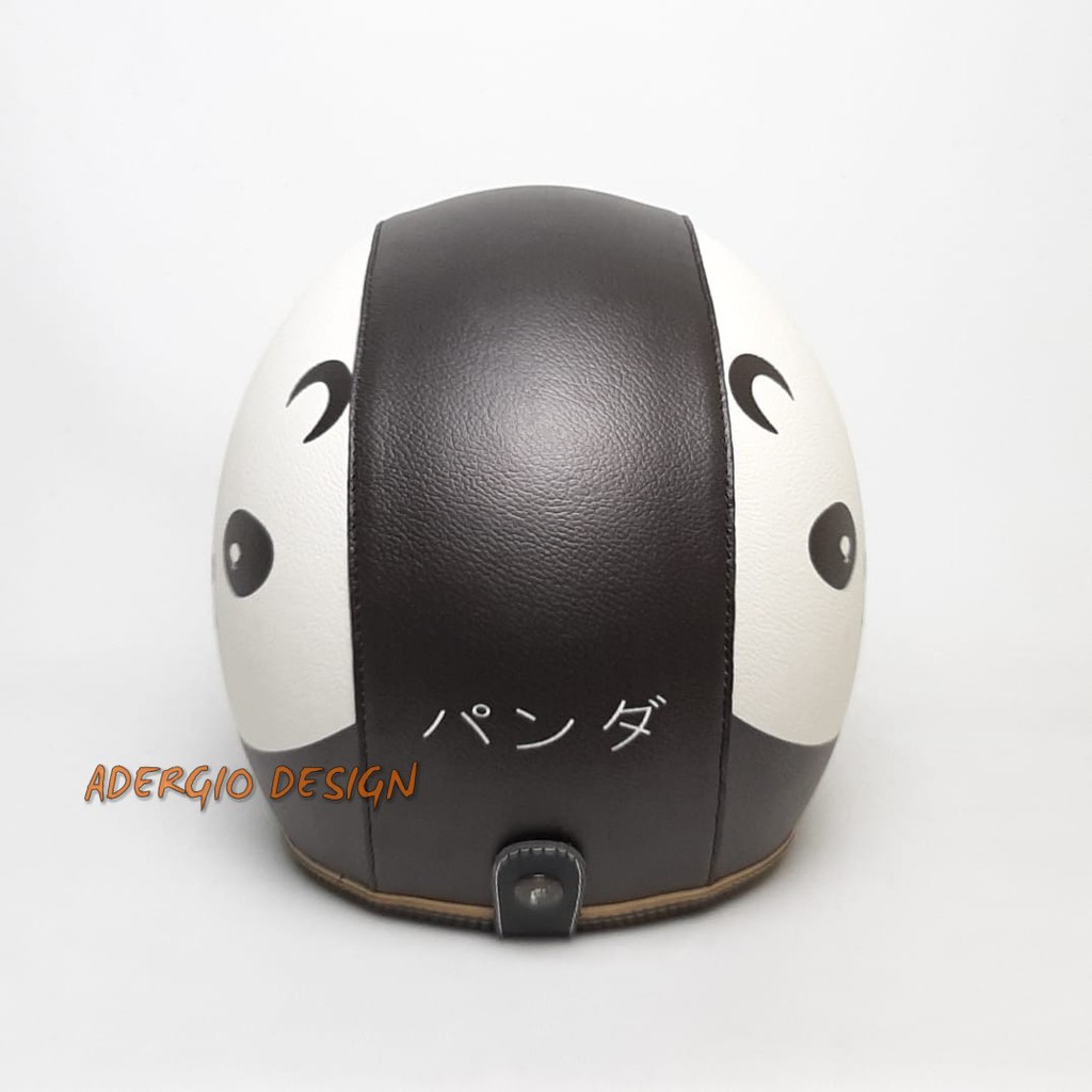 Jual Helm Half Face Dewasa Full Kulit Karakter Panda Hitam Bogo Retro ...