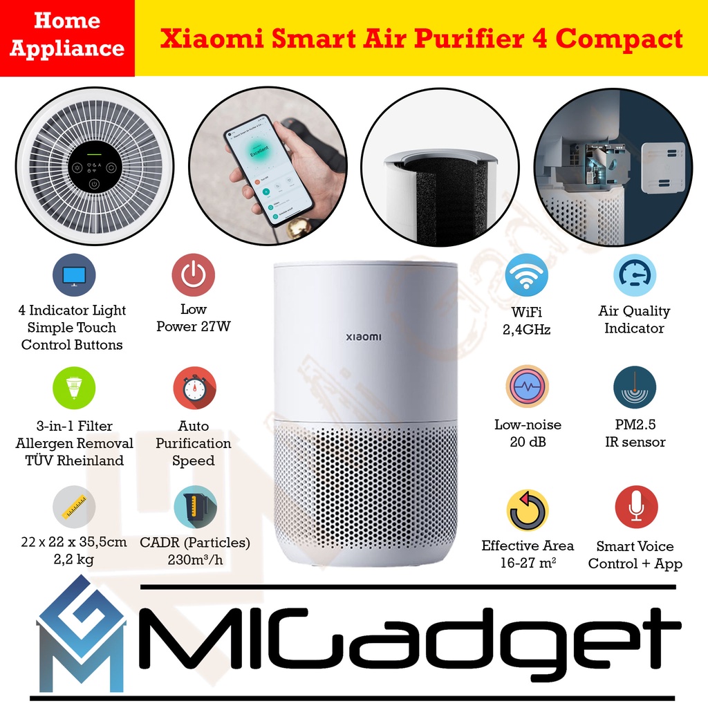 Jual Xiaomi Smart Air Purifier 4 Compact Garansi Resmi | Shopee Indonesia