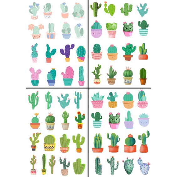 Jual Sticker Cactus Ukuran A4 Sticker Aesthetic Sticker Lucu Sticker Mini Sticker Handphone