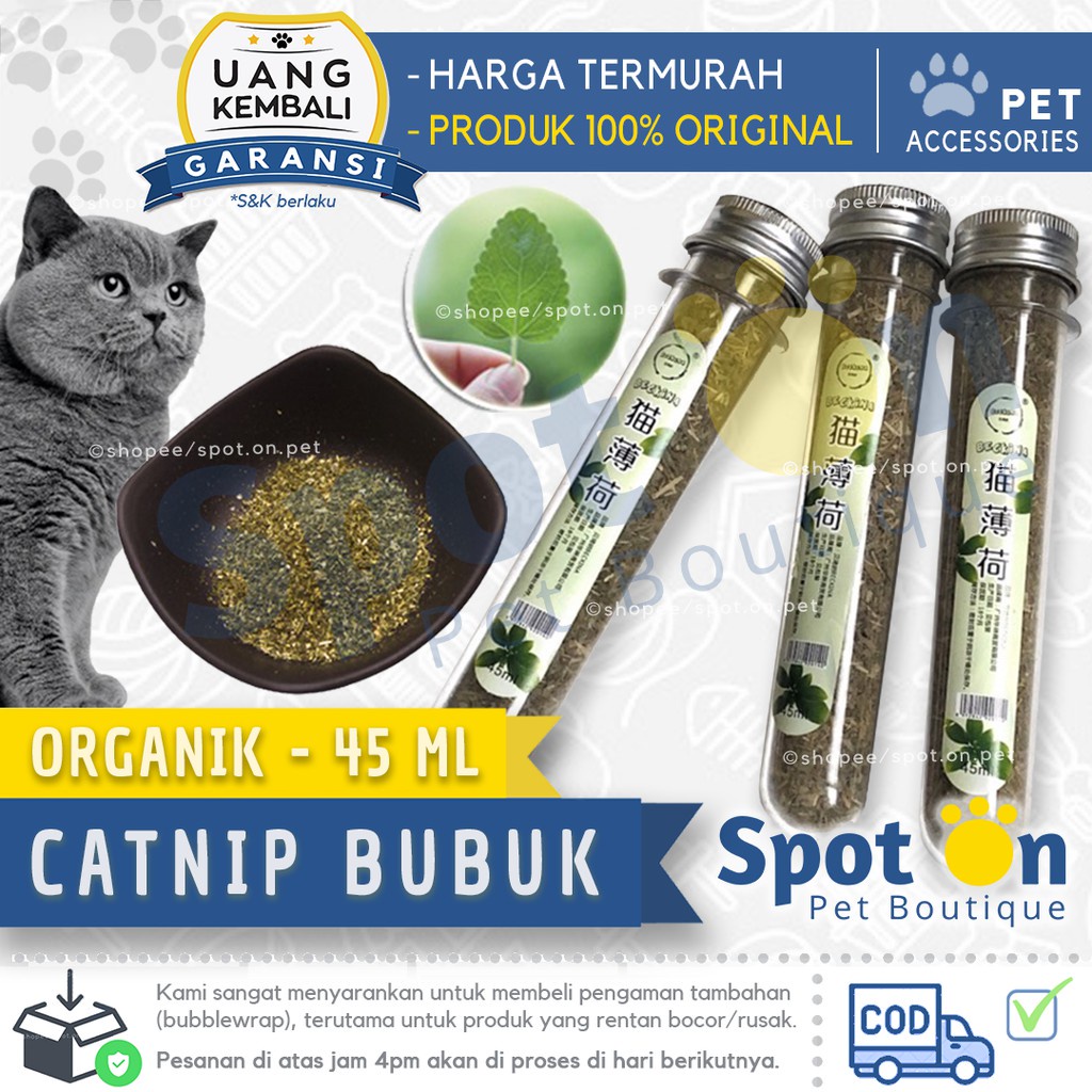 Natural Catnip Bubuk ml  Catmint Catnip Serbuk Cemilan  ml  Catnip  Organik Natural Alam