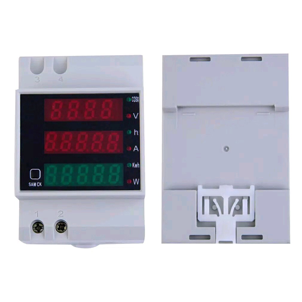 Jual Din Rail Led VAC Multifunction Meter Voltmeter Ammeter Wattmeter ...