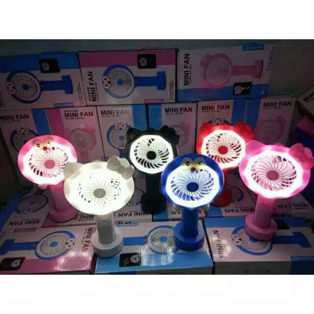 Jual Kipas mini led tangan usb portable charger / mini fan l3d light ...