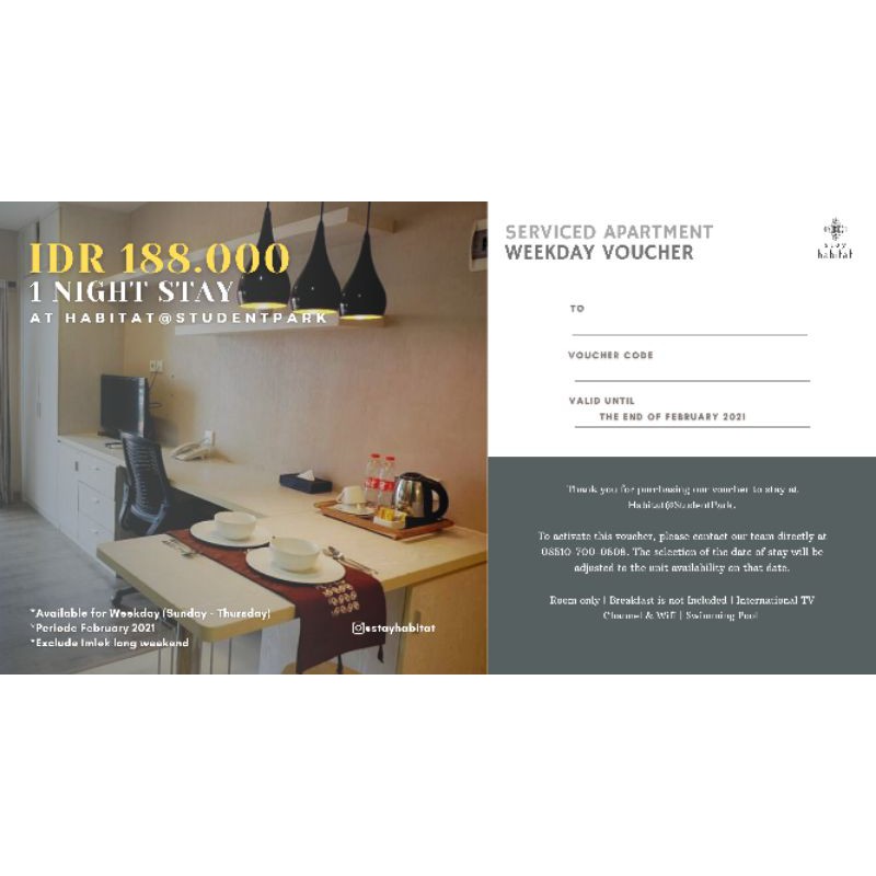 Jual Voucher menginap 1 malam di HabitatStudentpark Yogyakarta
