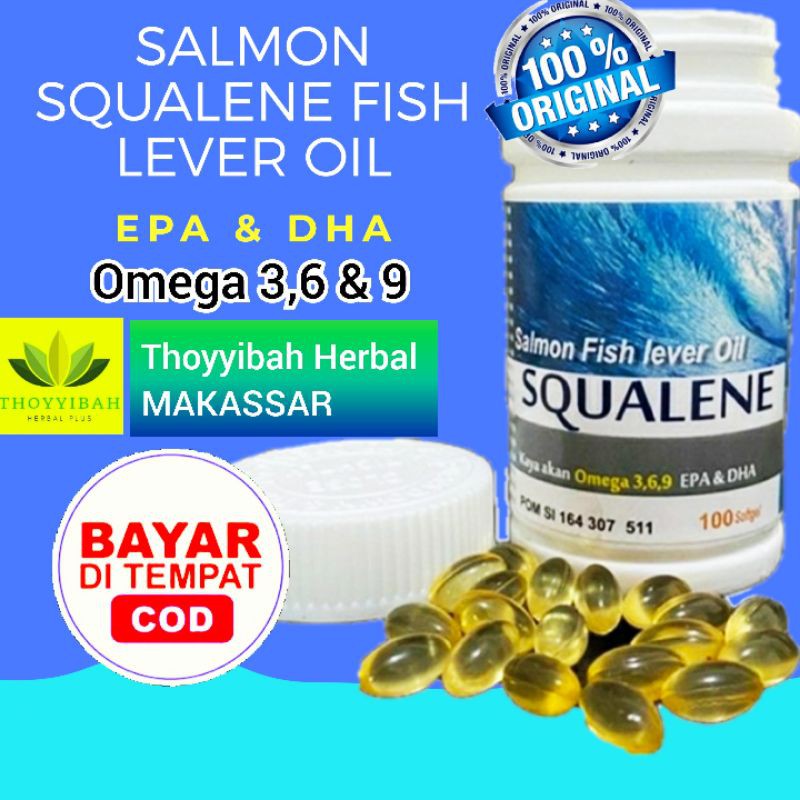 Jual Omega SQUA LENE Fish Lever Oil Squalene Minyak Ikan Salmon Kaya Omega 3 6 9 EPA DHA