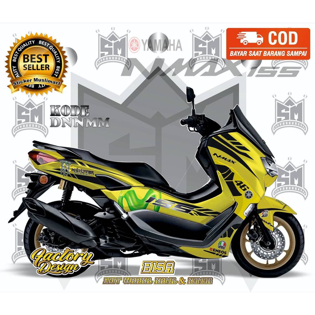 Jual Sticker decal full body Yamaha Nmax Monster Energy Kuning Gelap