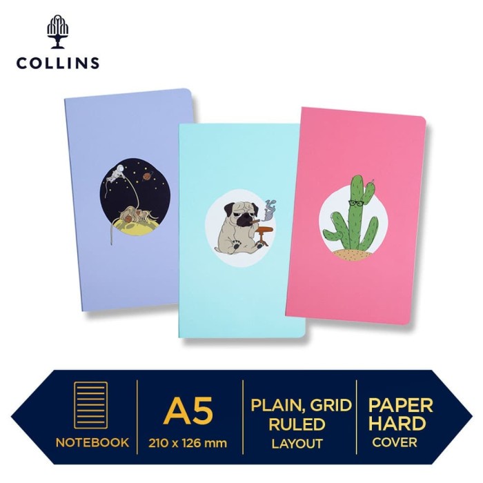 Jual Collins Notebook Oddball A5 Slim 3 Book Rulled/Grid/Plain Buku ...