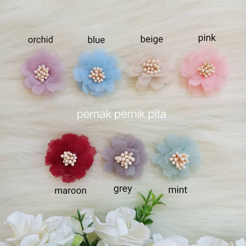 Jual Bunga Organdy Gerigi 3cm Hiasan Bunga Untuk DIY Aksesoris Jepit ...
