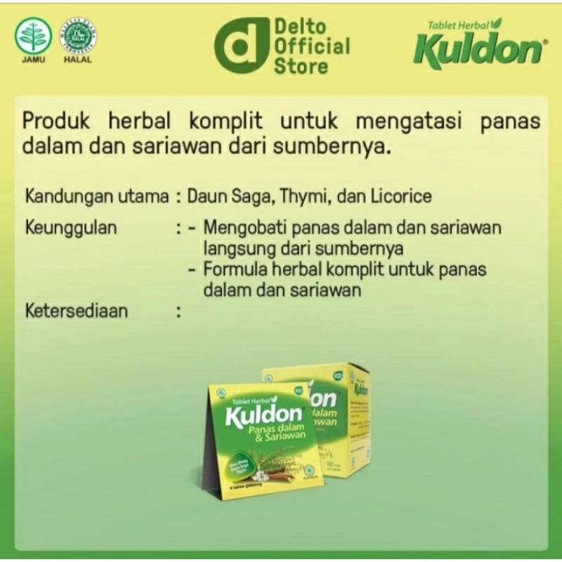 Jual Kuldon tablet herbal box isi 10 strip - mengatasi panas dalam dan ...