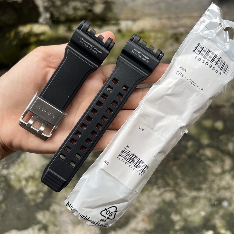 Bracelet De Montre Casio GPW-1000-1A – Résine Et Fibre De Carbone, Noir, Neuf