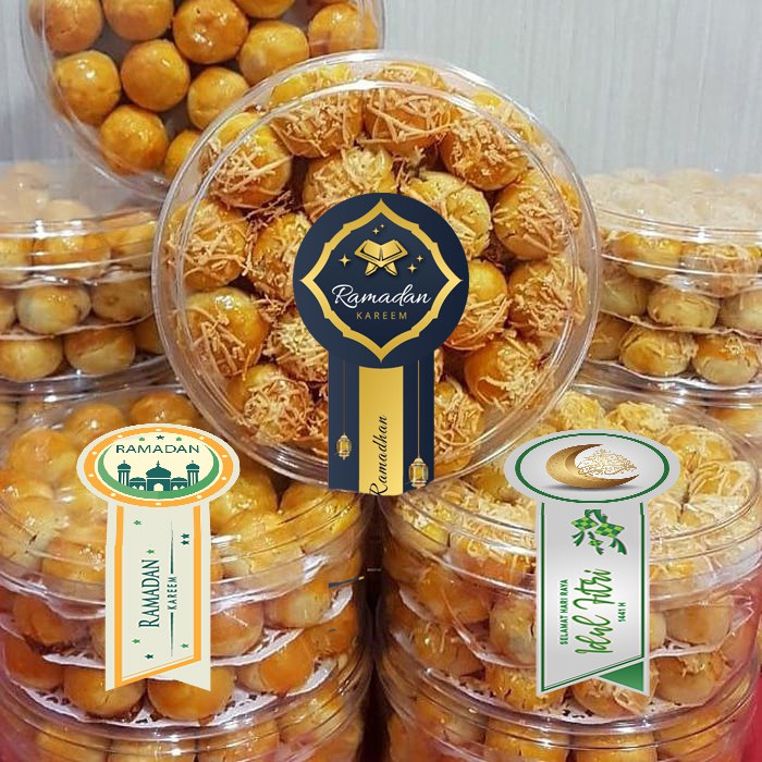 STIKER TOPLES KUE KERING/SEAL EDISI PUASA / RAMADHAN / IDUL FITRI / LEBARAN  5X15CM (ISI 18PCS)
