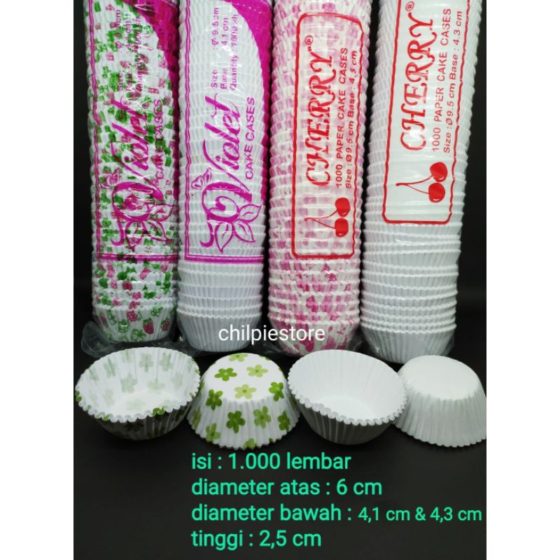 Jual (isi 1000 lembar) cup kue 9,5 cm 95 mm 9.5 cm motif / putih ...