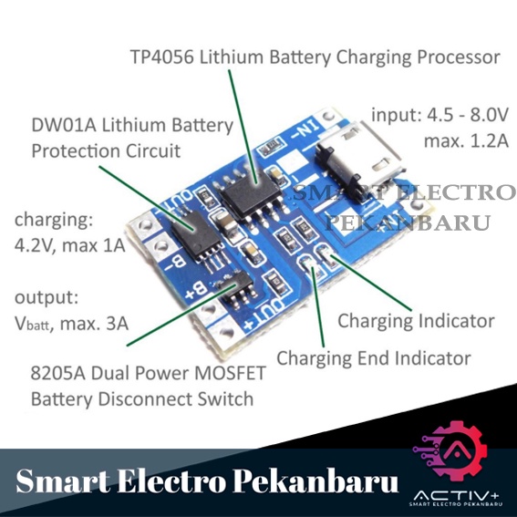 Jual ORIGINAL TP4056 MICRO USB WITH BATTERY PROTECTION Lithium Battery ...
