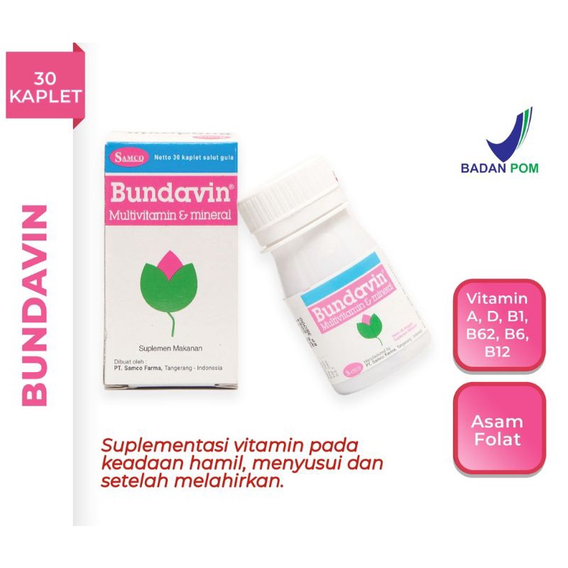 Jual SAMCO BUNDAVIN VITAMIN IBU HAMIL ISI 30 | Shopee Indonesia