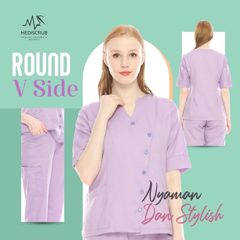 Jual MEDISCRUB - BAJU JAGA OK | Round V Side Button | Scrub Medis ...