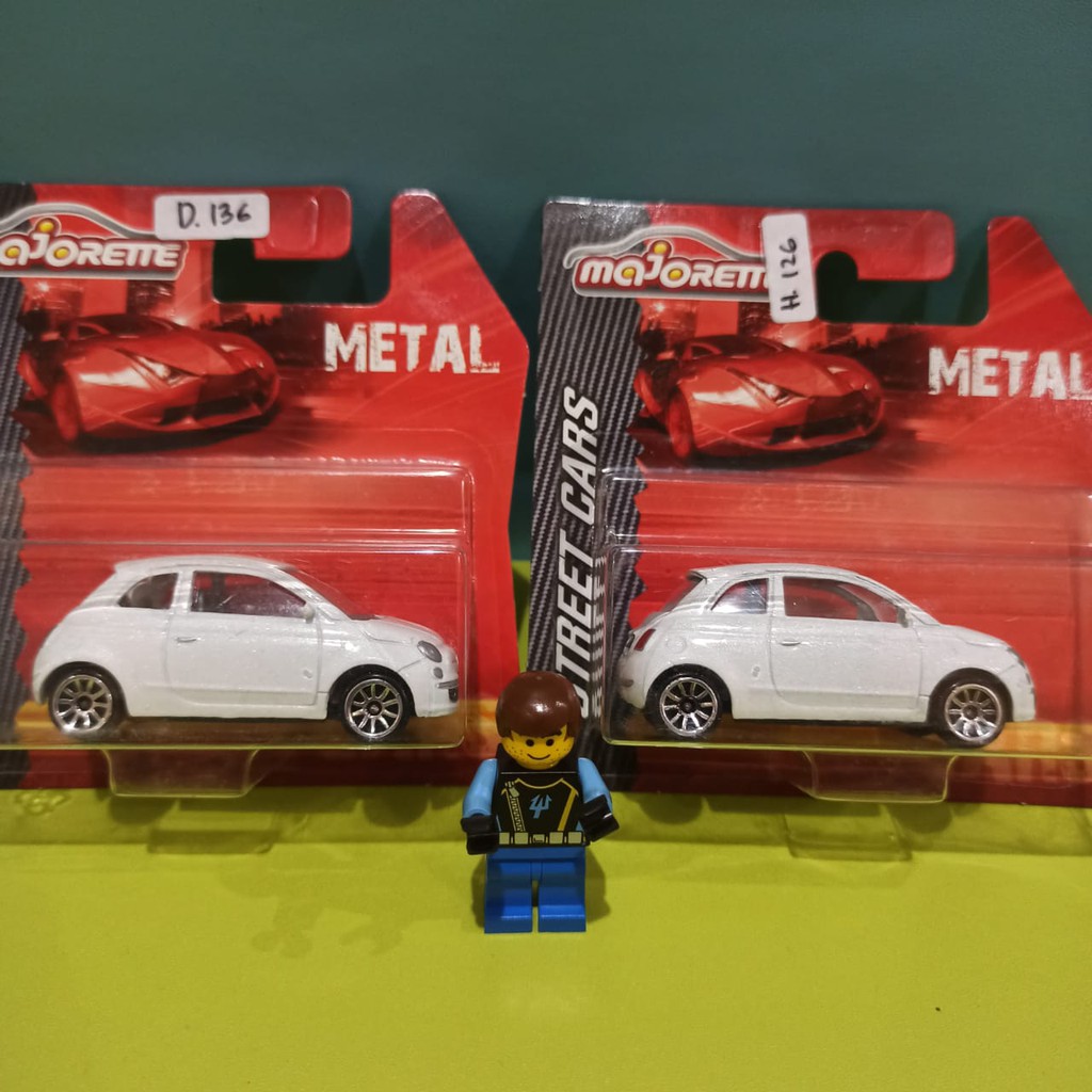 Voiture Miniature Majorette Fiat 500 - Die-Cast Avec Roues Libres Et Carte à Collectionner