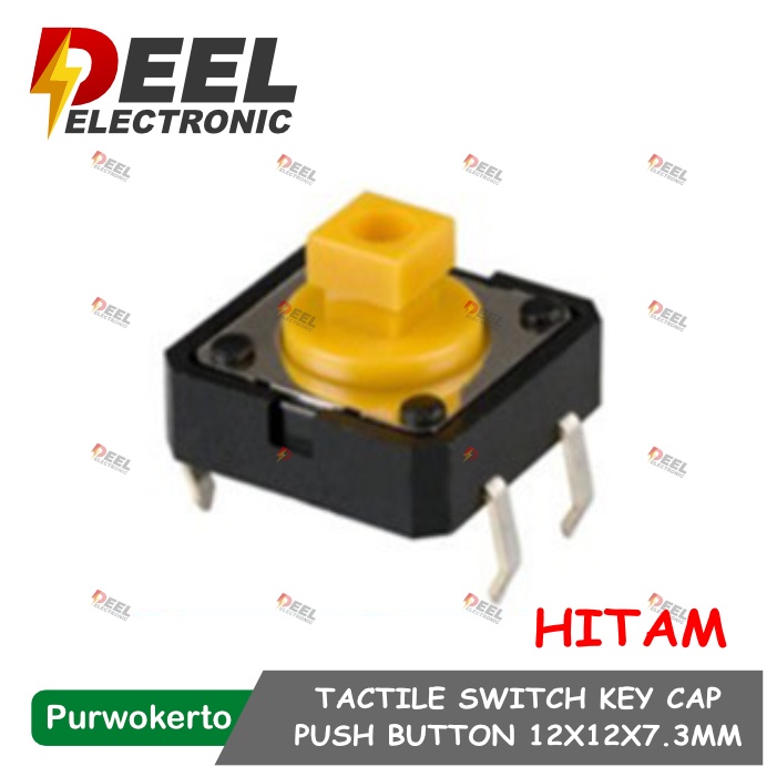 Jual TACTILE SWITCH KEY CAP BLACK PUSH BUTTON 12X12X7.3MM SWITCH 12X12 ...