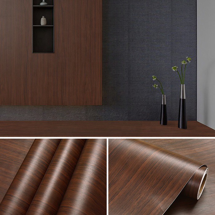 Jual Wallpaper Sticker Kayu Jati Coklat Tua Stiker Dinding Pelapis