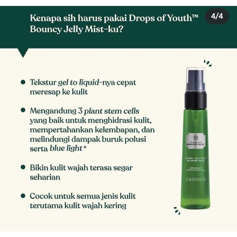 Jual ORIGINAL FACE MIST THE BODY SHOP DROPS OF YOUTH BOUNCY JELLY MIST
