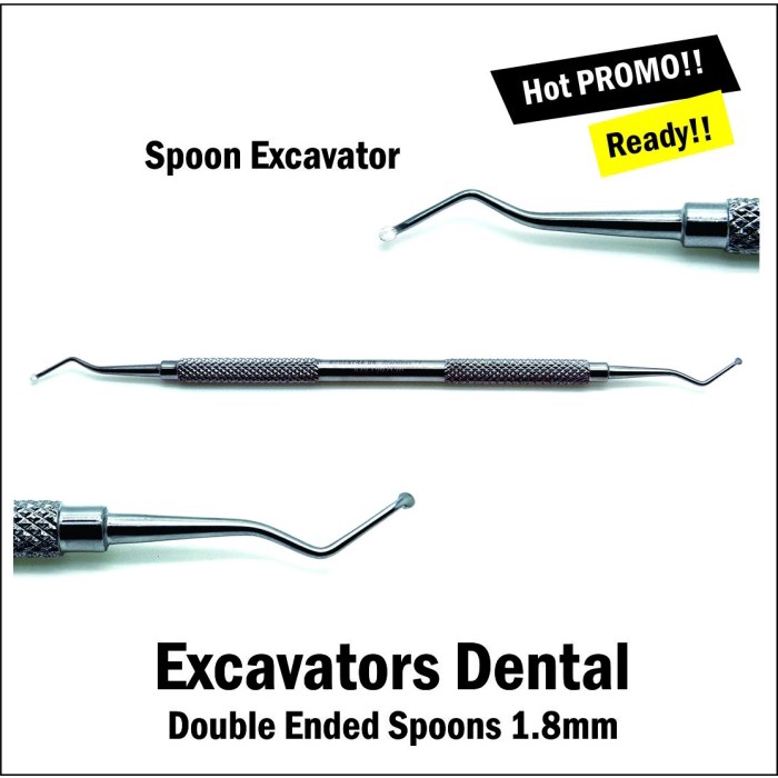 Jual Excavators Dental Double Ended Spoons 1.8mm Steel Instrument ...