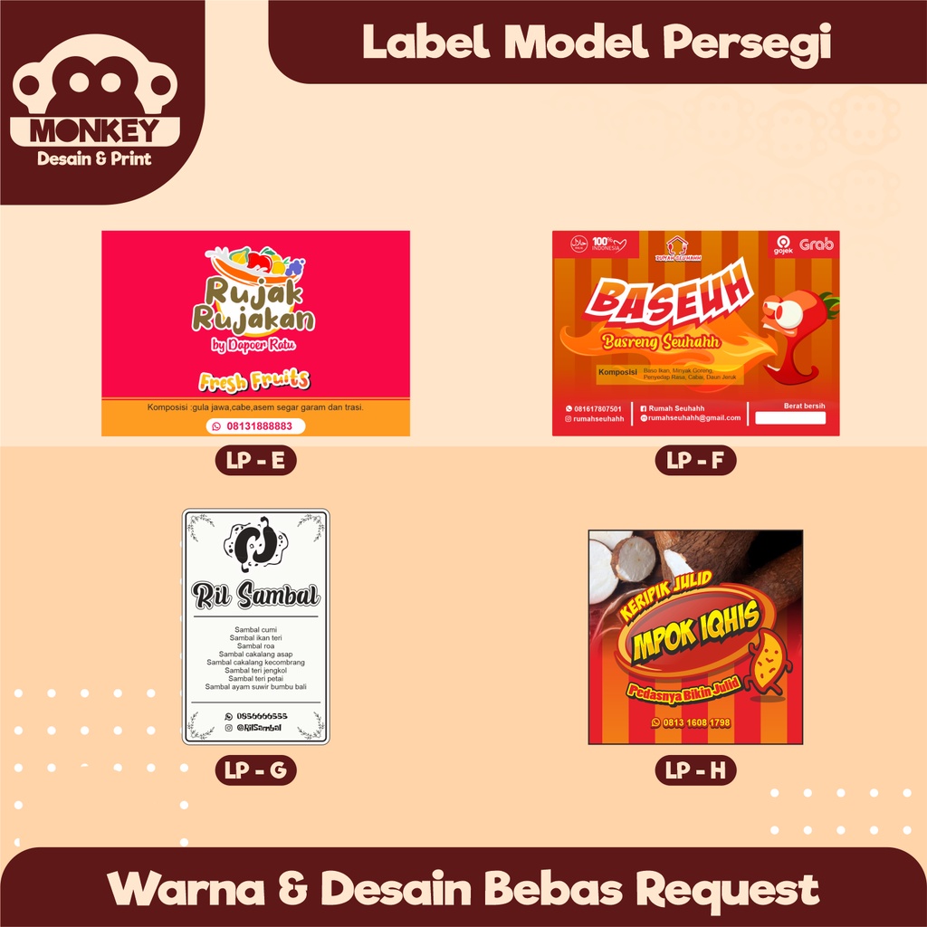 Jual Label Sticker Toples Kemasan Custom Bahan Cromo Model Persegi Panjang Free Desain Shopee 3137