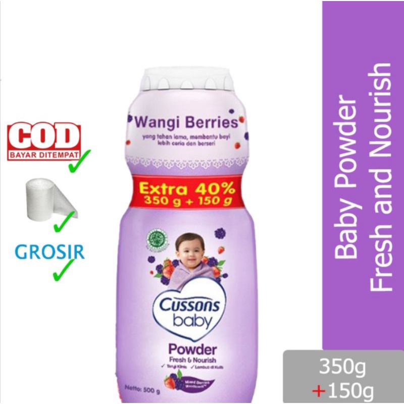 Jual Cussons Baby Powder Fresh And Nourish (MIXED BERRIES) 500gr (350gr ...