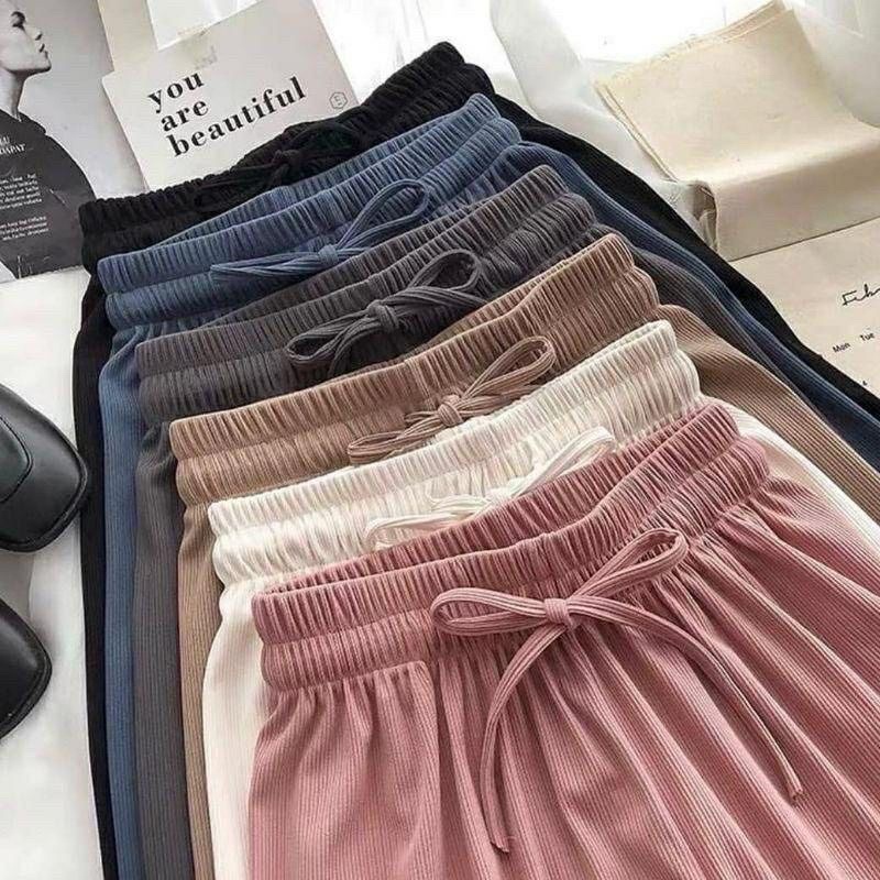 Jual Kulot KNIT Highwaist Celana Wanita Kulot KNIT Loose Pants Kulot ...