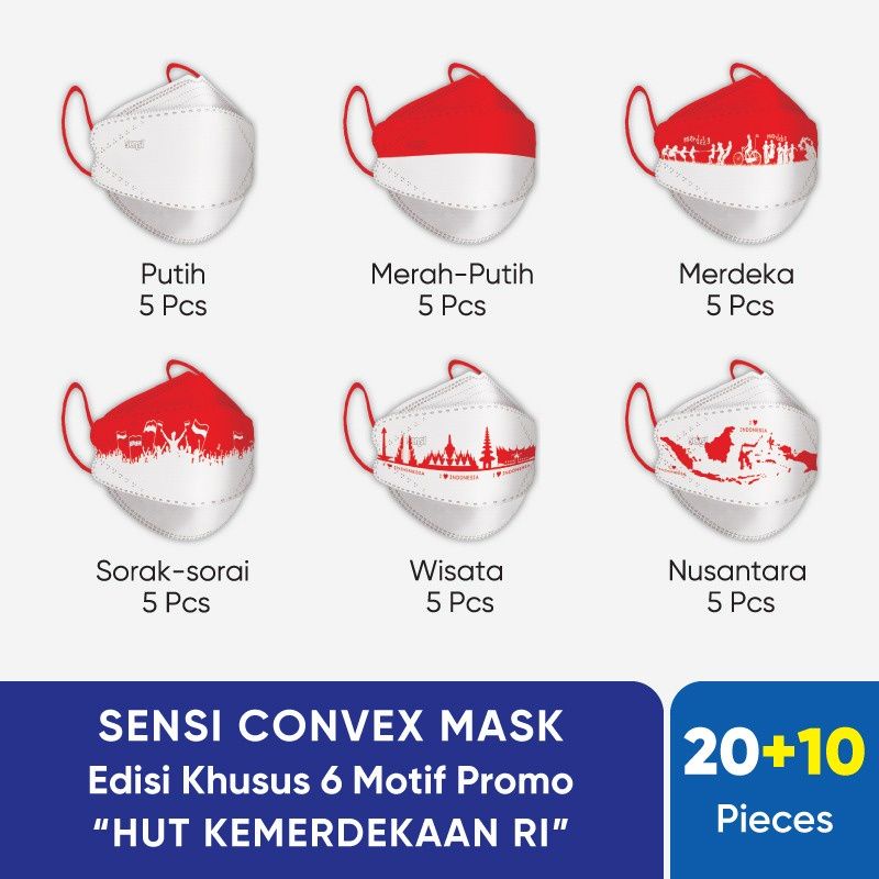 Jual 20+10PCS MASKER KF94 SENSI CONVEX MASK MERAH PUTIH EDISI ...