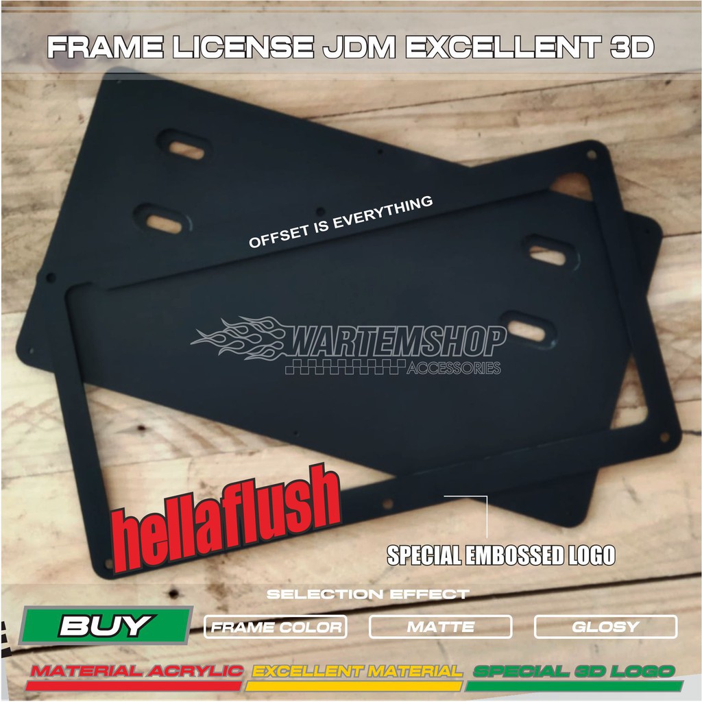 Jual FRAME LICENSE PLATE CUSTOME UNIVERSAL JDM AND USDM 3D HELLAFLUSH