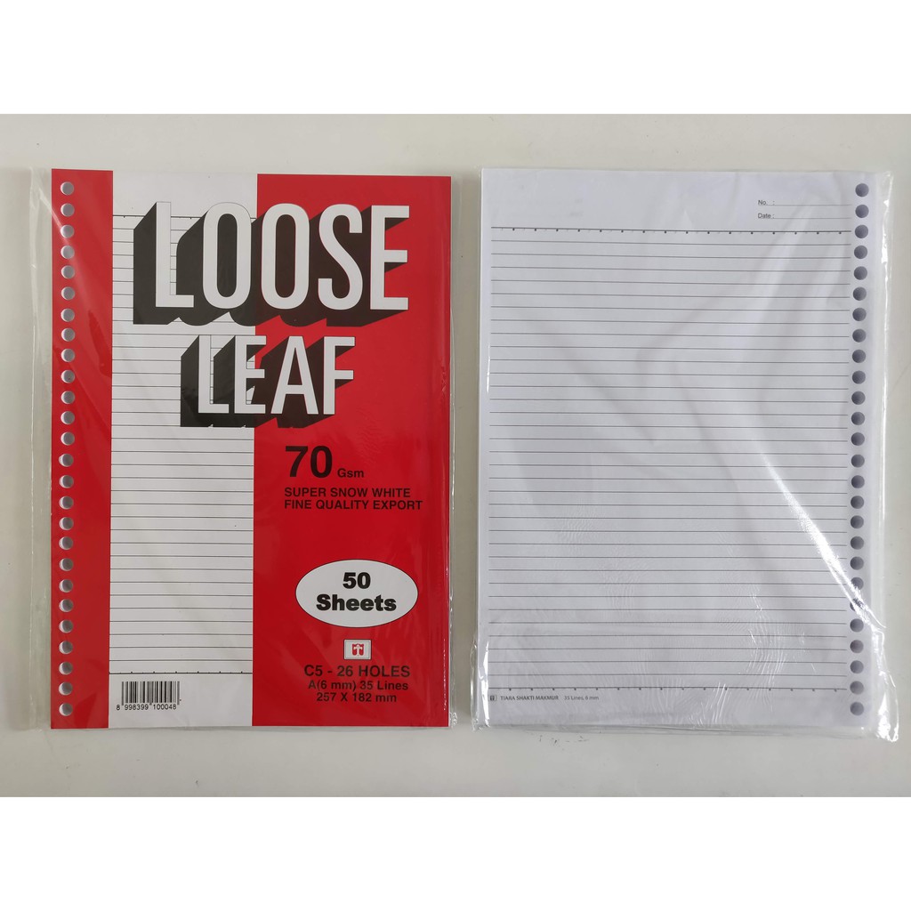 Jual 10 Pak Tiara Loose Leaf B5 Jis C5 50 Lembar Kertas File 70