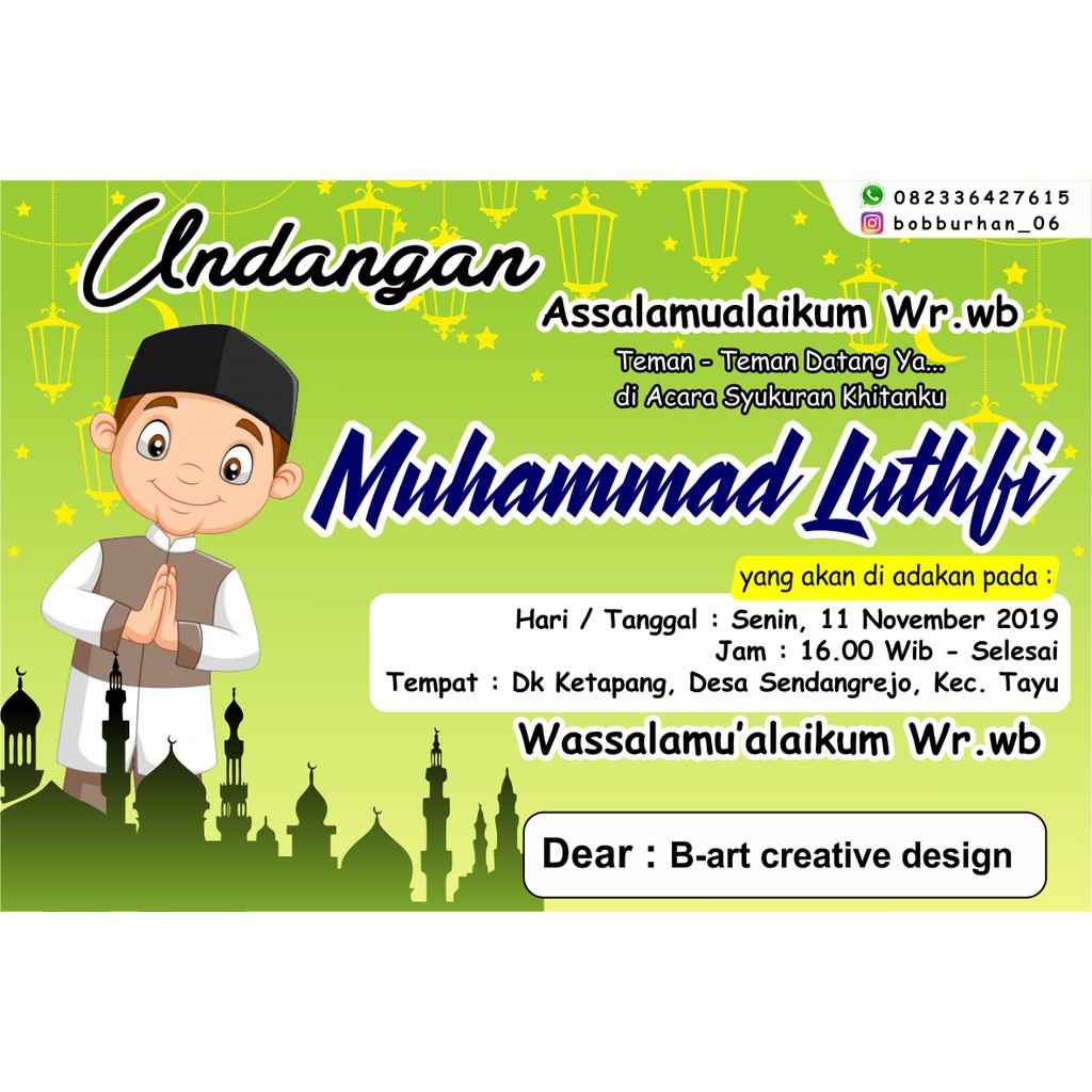 Jual Undangan Khitan / undangan Unik / Undangan Murah / Kartu Nasi
