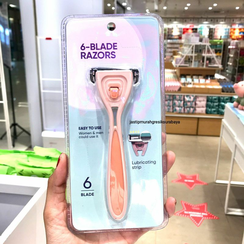 Jual UNISEX SIX BLADE RAZOR MINISO ALAT PENCUKUR MINISO REFILL RAZOR ...