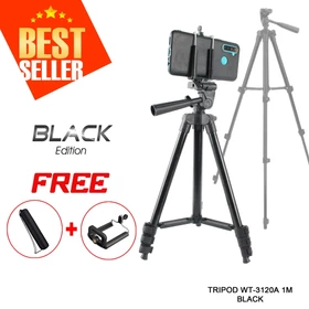 Tripod Stand Hp WT 3120A Universal 1m Holder U Full Hitam Tripod Handphone Kamera DSRL