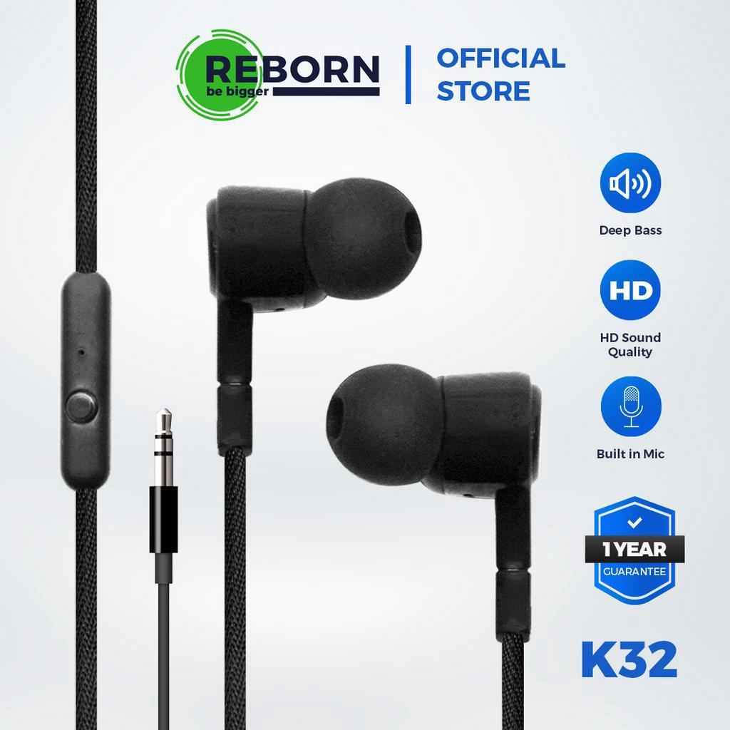 Jual Reborn Earphone K32 HD Stereo Sound Wired Super Bass With ...