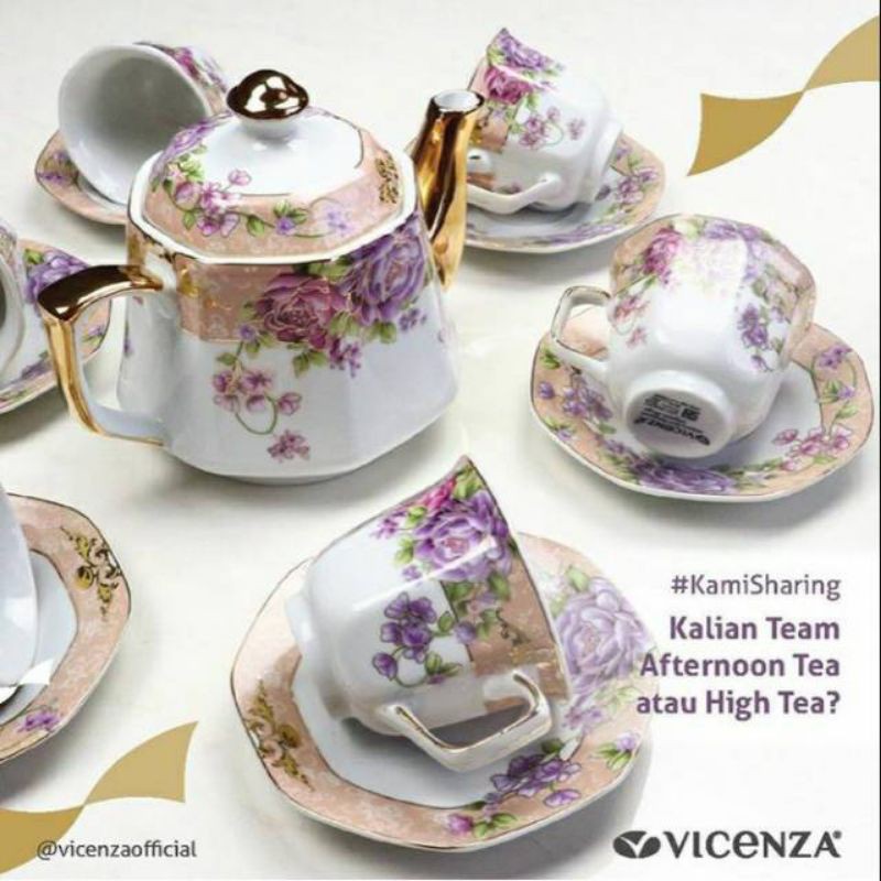 Jual Vicenza C78 Cangkir Set Tea Set Padi Magnolia Camelia Lily Shopee Indonesia 7722