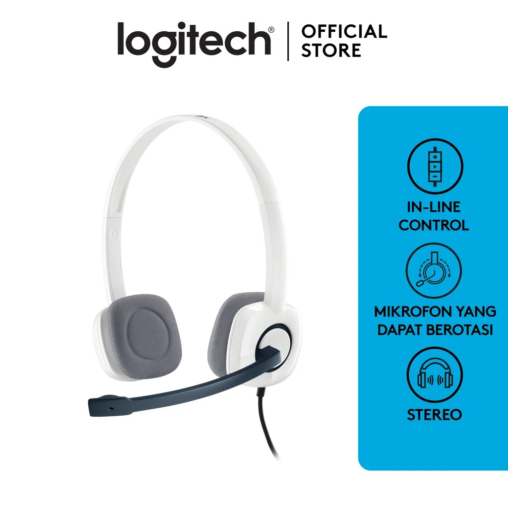 Logitech H150 Stereo Headset dengan Mikrofon Noise-Cancelling dan Dual Plug